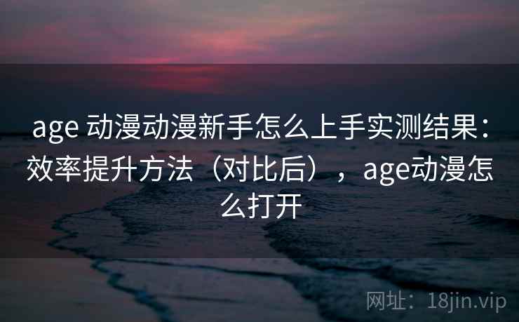 age 动漫动漫新手怎么上手实测结果：效率提升方法（对比后），age动漫怎么打开