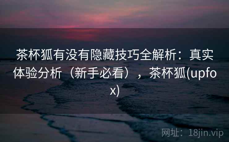 茶杯狐有没有隐藏技巧全解析：真实体验分析（新手必看），茶杯狐(upfox)